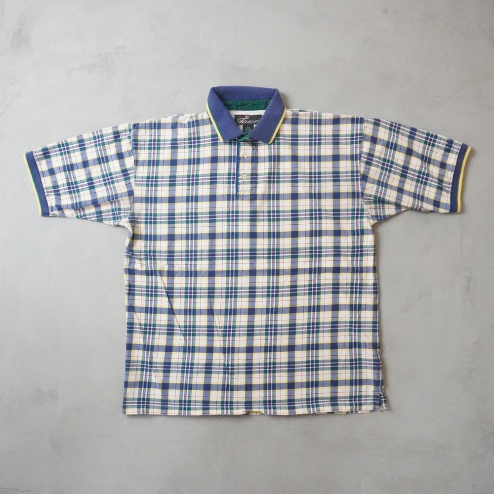 Vintage Duck Head Tour Plaid Polo Shirt Large Mens 90s Multi Color Cotton Golf